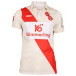 camisa-fsv-mainz-05-bege-2024-25-aniversario-polo-masculina-com-patrocinio
