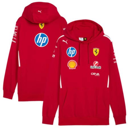 Jaqueta Moletom Scuderia Ferrari  Vermelha 2025/26 Com Capuz