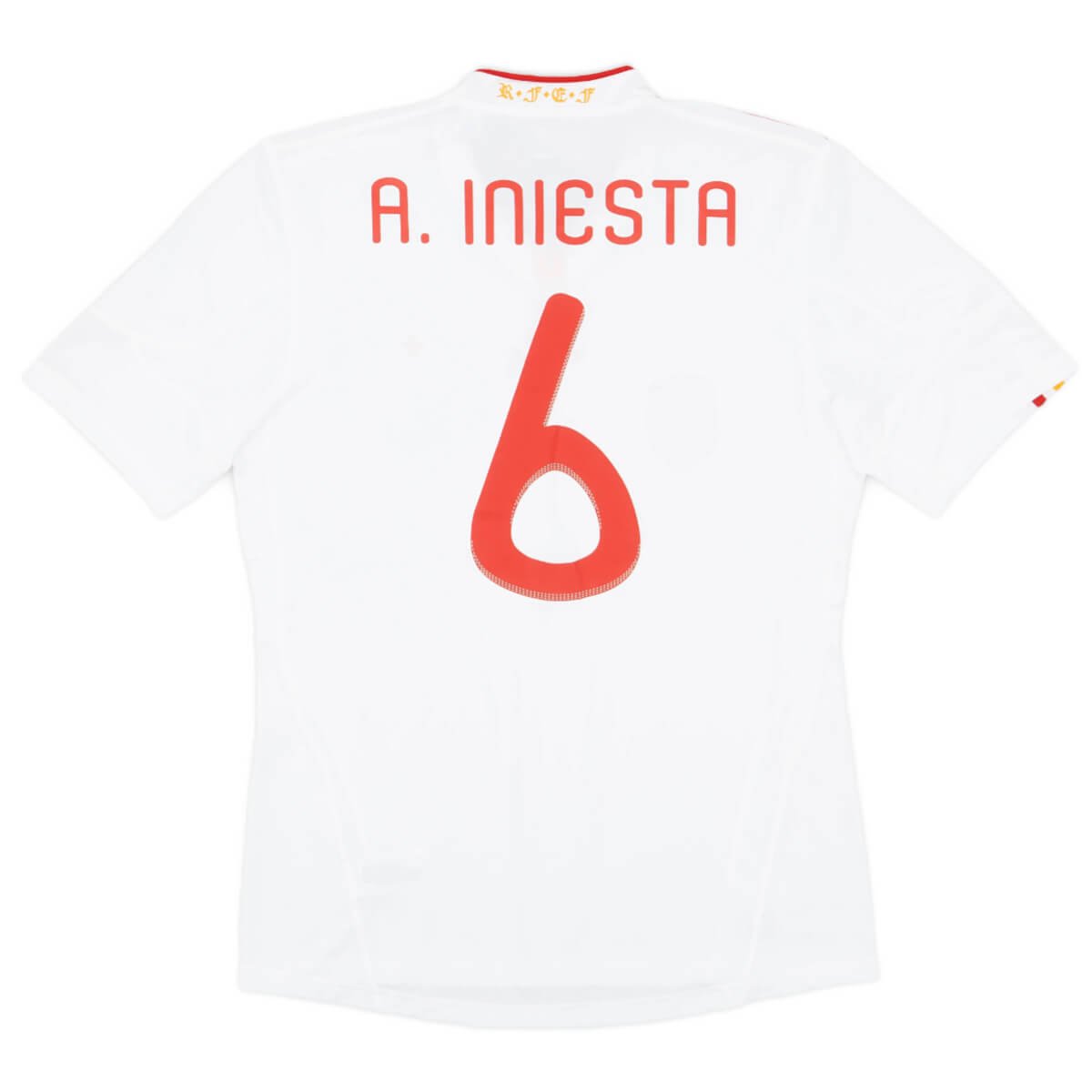 camisa-espanha-branca-2011-12-iniesta-6-away-masculina- Camisa Espanha Branca 2011/12 Iniesta #6 Away Masculina