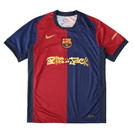 Camisa Barcelona Travis Scott 2025/26 Grená Home Masculina