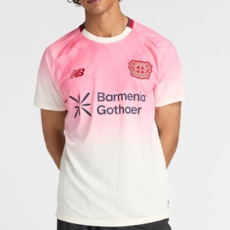 Camisa Bayer Leverkusen Rosa/Branco 2025/26 Away Masculina