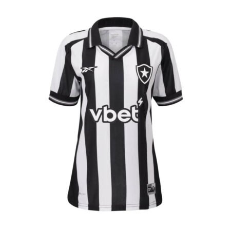 Camisa Botafogo Listrada Preta/Branca 2025/26 Titular Feminina