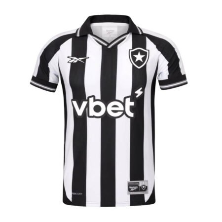 Camisa Botafogo Listrada Preta/Branca 2025/26 Titular Masculina