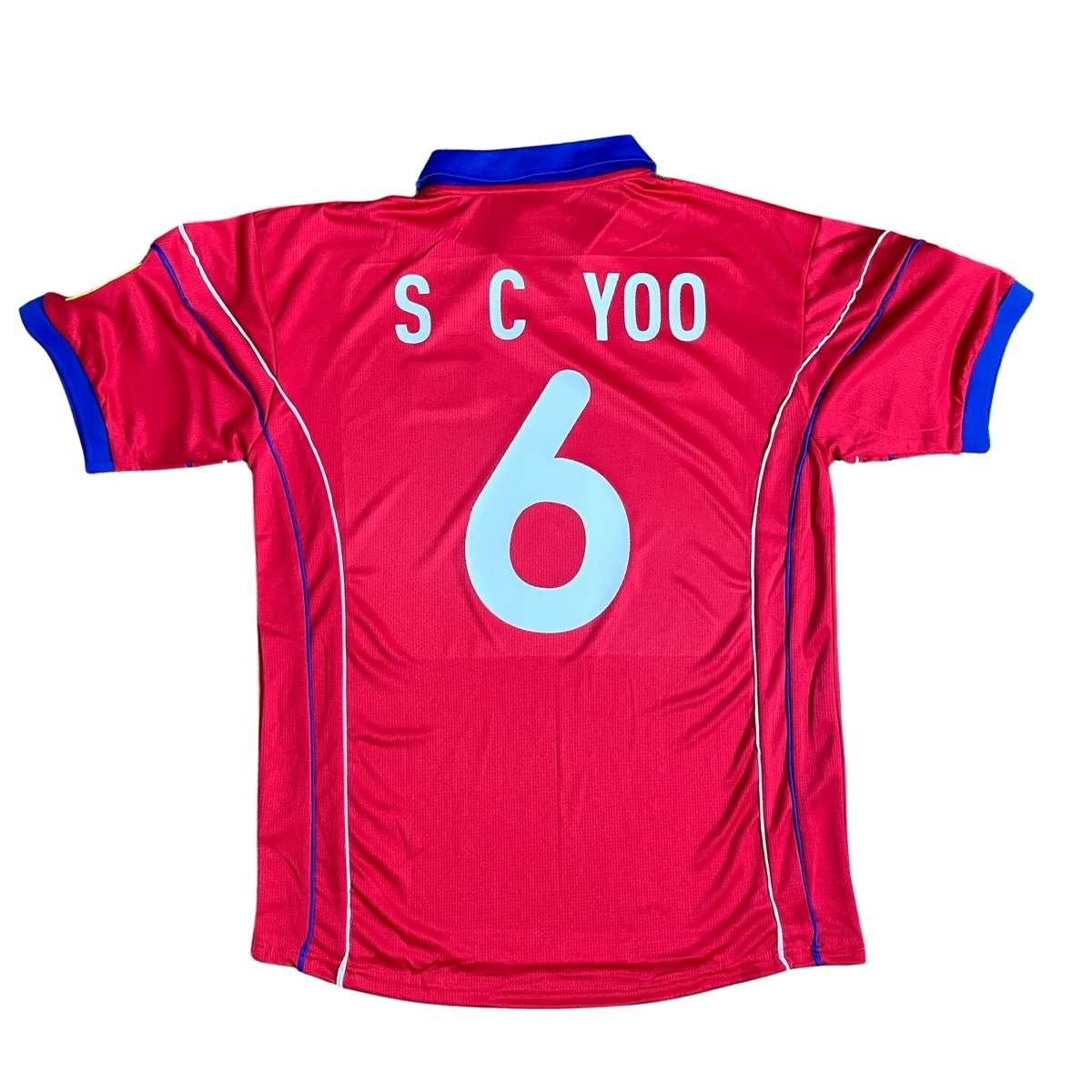 camisa-coreia-do-sul-1998-s-c-yoo-6-home-masculina- Camisa Coréia do Sul 1998 Vermelha S C YOO #6 Home Masculina