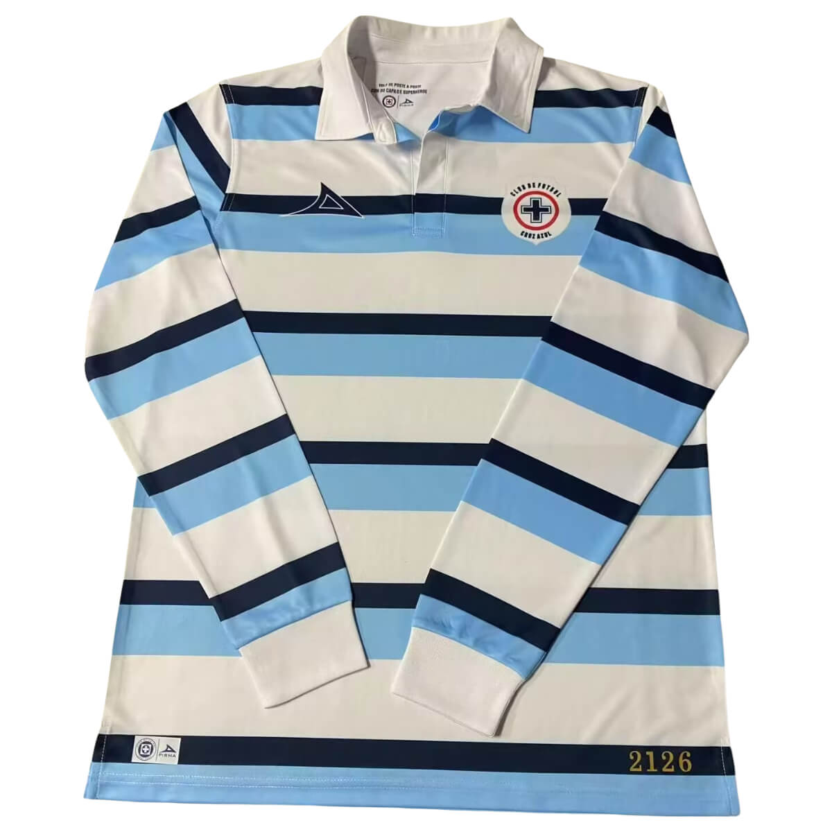 camisa-cruz-azul-polo-2025-26-azul-branca-manga-longa Camisa Cruz Azul Polo Azul 2025/26 Branca Manga Longa
