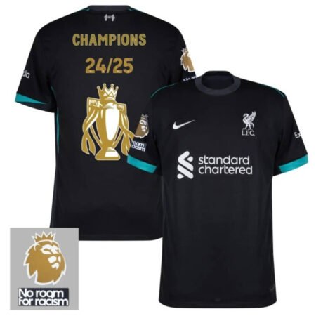Camisa Liverpool FC Preta Campeão Premier League 2025 Masculina
