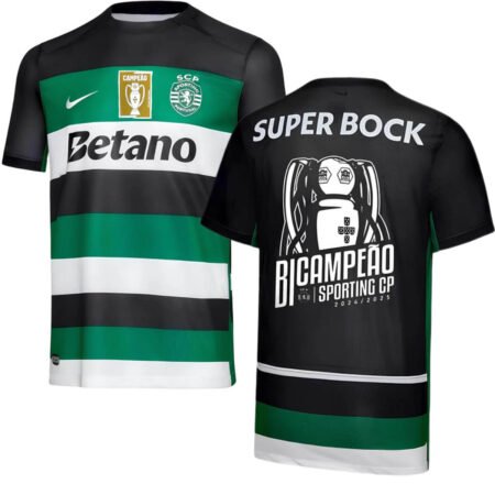Camisa Sporting CP Preta Campeão Portugal 2025 Home Masculina
