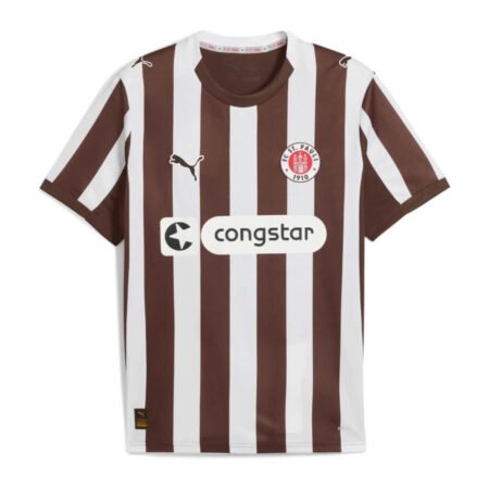 Camisa ST. Pauli Listrada Marrom 2025/26 Home Masculina
