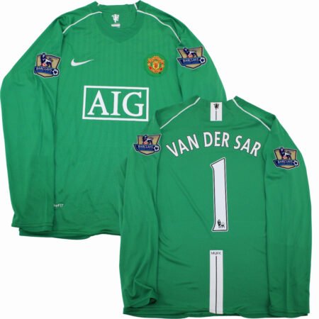 Camisa Manchester United Verde Van Der Sar #1 2007/08 Manga Longa