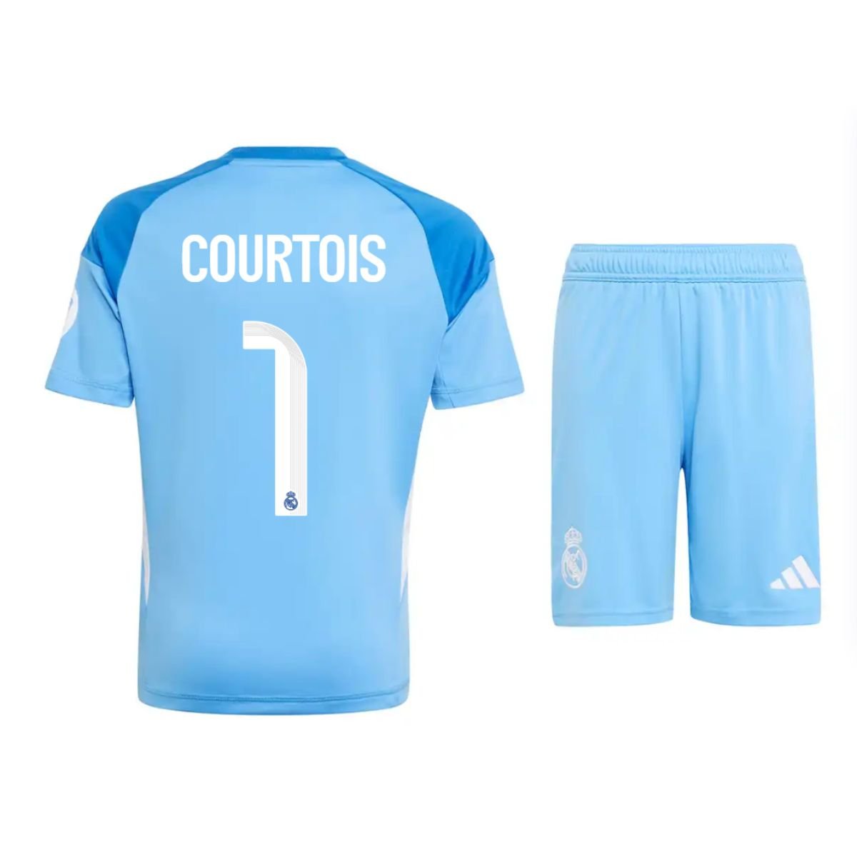 kit-infantil-real-madrid-azul-goleiro-courtois-1-2025-26-unissex Kit Infantil Real Madrid Azul Courtois #1 2025/26 Unissex
