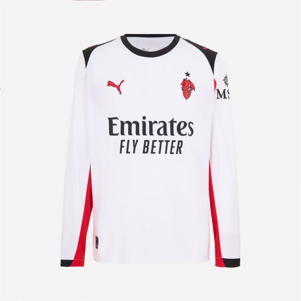 camisa-ac-milan-branca-2025-26-Diavoletto-away-manga-longa Camisa AC Milan Branca 2025/26 Diavoletto Away Manga Longa