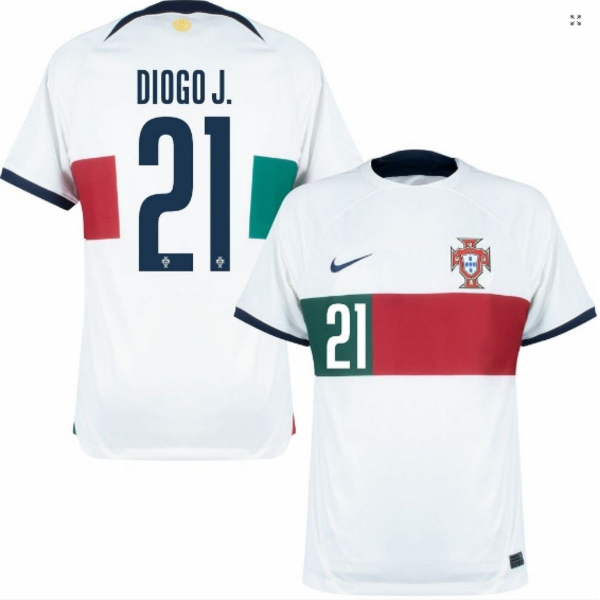 camisa-portugal-diogo-jota-branca-2022-23-away Camisa Portugal Diogo Jota #21 Branca Copa 2022 Away