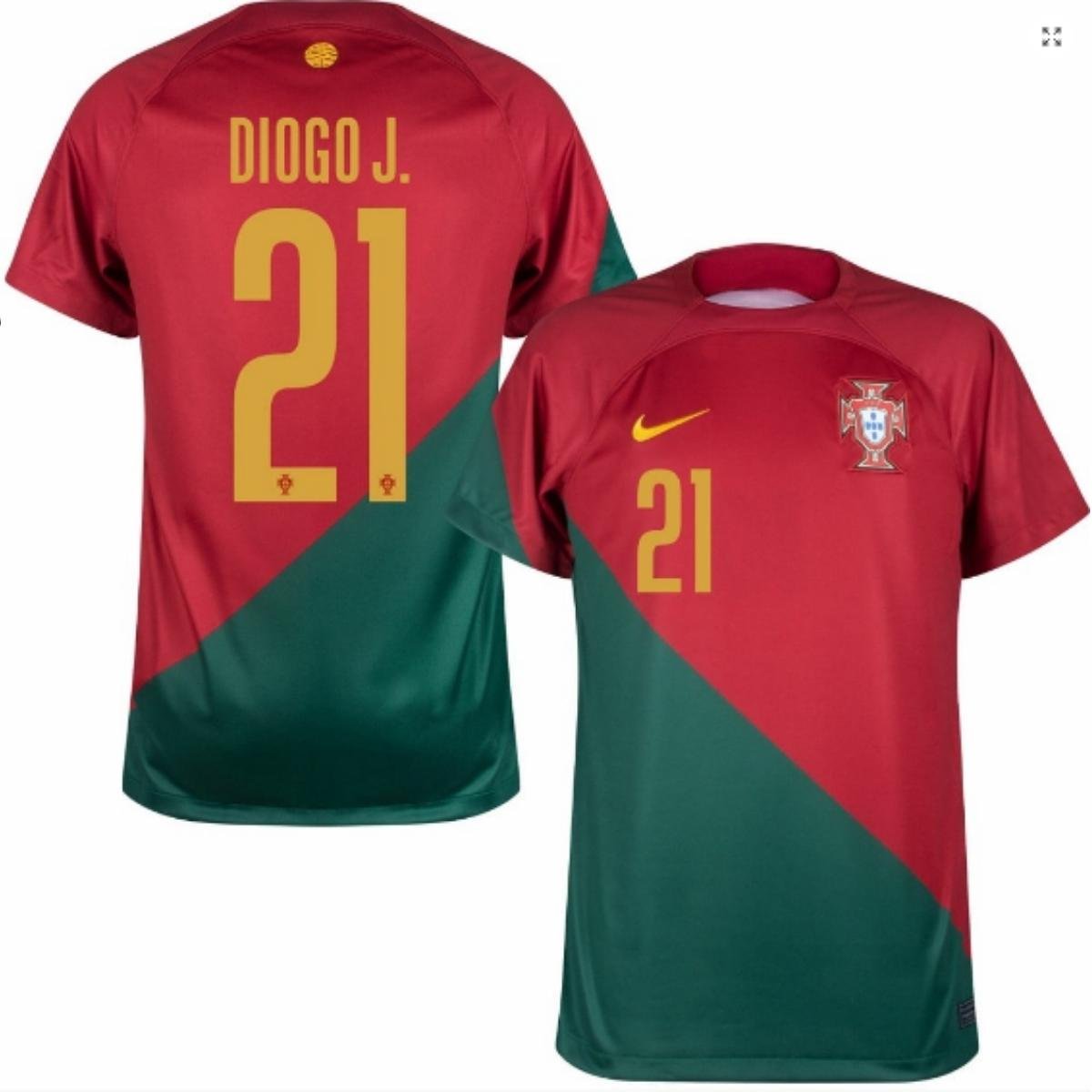 camisa-portugal-diogo-jota-vermelha-2022-copa-home Camisa Portugal Diogo Jota #21 Vermelha Copa 2022 Home