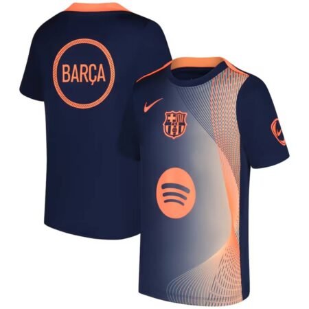 Camisa Barcelona Azul/Laranja 2025/26 Pré-jogo Masculina