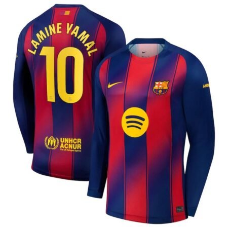 Camisa Barcelona Lamine Yamal #10 Azul 2025/26 Home Manga Longa