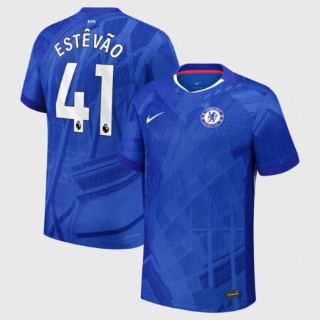 Camisa Chelsea FC Estêvão #41 Azul 2025/26 Home I Jogador
