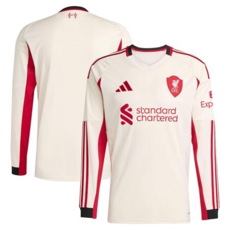Camisa Liverpool FC Bege 2025/26 Away II Manga Longa