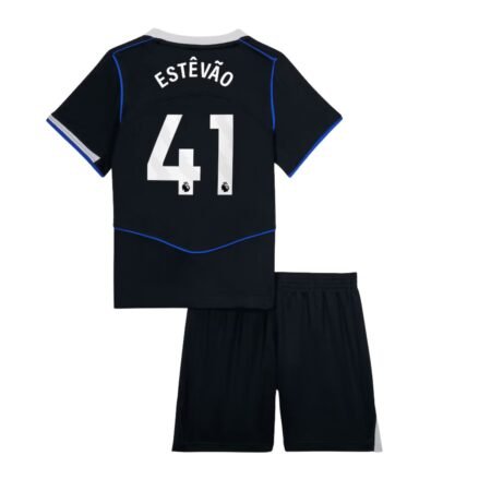 Kit Infantil Chelsea FC Estêvão #41 Preta 2025/26 Third Total 90