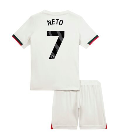 Kit Infantil Chelsea FC Neto #7 Branca 2025/26 Away Unissex
