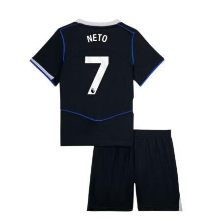 Kit Infantil Chelsea FC Neto #7 Preta 2025/26 Third Total 90