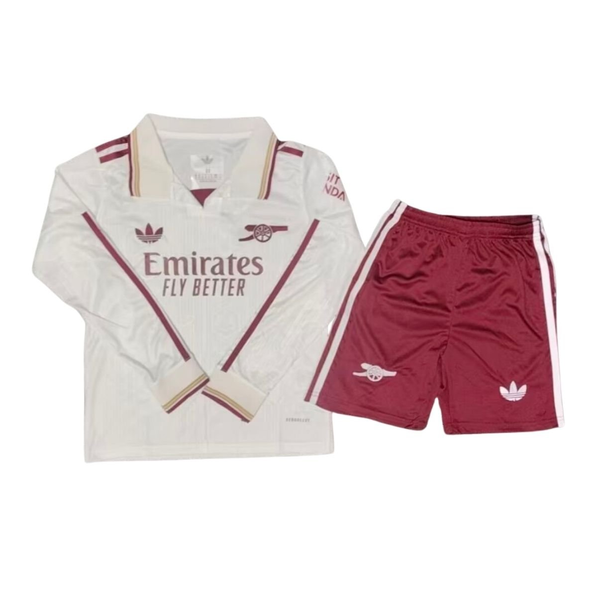 Kit-infantil-Arsenal-bege-25-26-third-manga-longa Kit Infantil Arsenal Bege 2025/26 Third Manga Longa