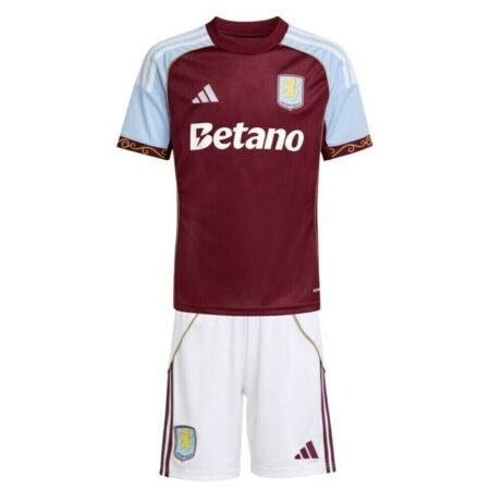 Kit Infantil Aston Villa Vermelho 2025/26 Home Unissex