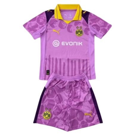 Kit Infantil Borussia Dortmund Roxo 2025/26 Goleiro KidSuper Mundial