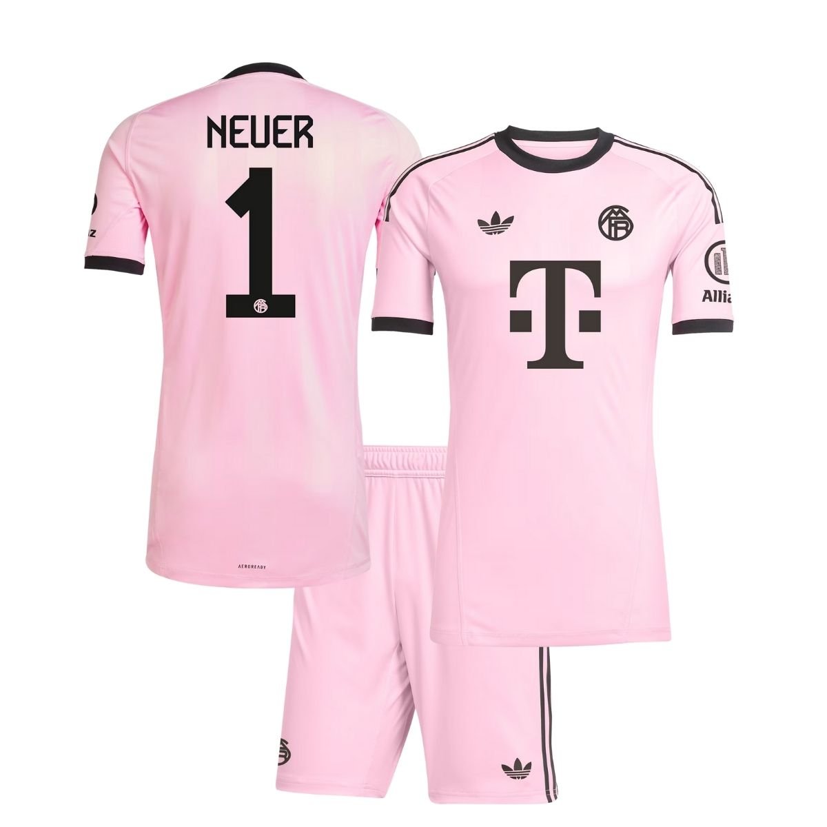 Kit-infantil-Bayern-de-munique-rosa-neuer-2025-26-goleiro-unissex Kit Infantil Bayern de Munique Rosa Neuer #1 2025/26 Goleiro