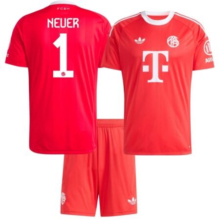 Kit Infantil Bayern de Munique Vermelho Neuer #1 2025/26 Goleiro