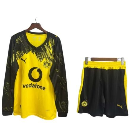 Kit Infantil Borussia Dortmund Amarelo 2025/26 Home Manga Longa