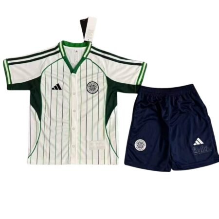 Kit Infantil Celtic FC Basebol Branco 2025/26 Unissex