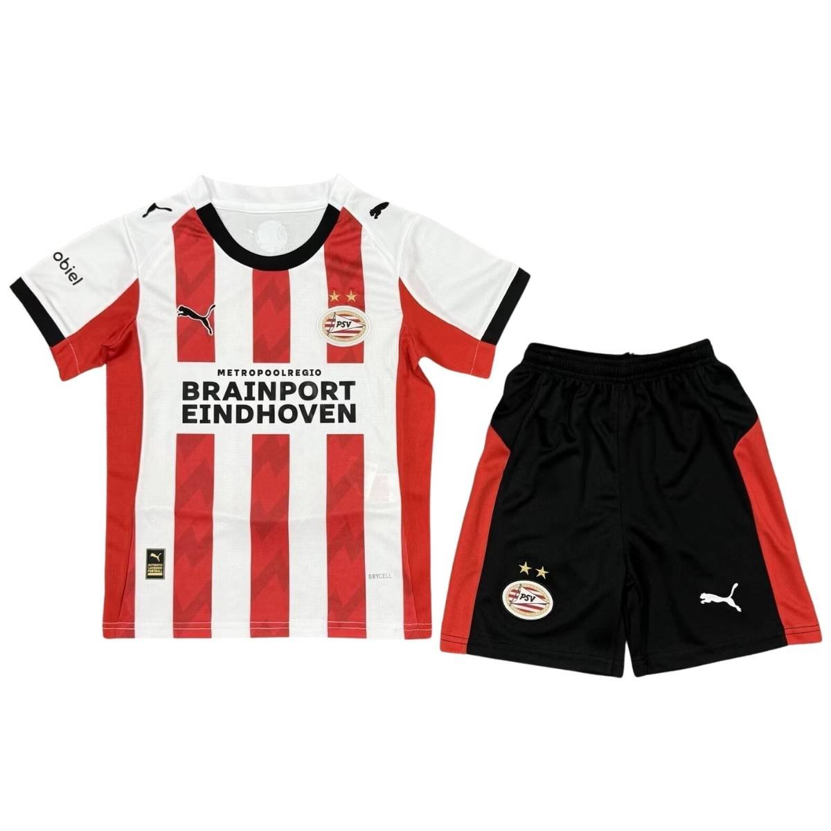 Kit-infantil-Eindhoven-Branco-e-Vermelho-2025-26-Home-Unissex (1) Kit Infantil PSV Eindhoven Vermelho 2025/26 Home Unissex