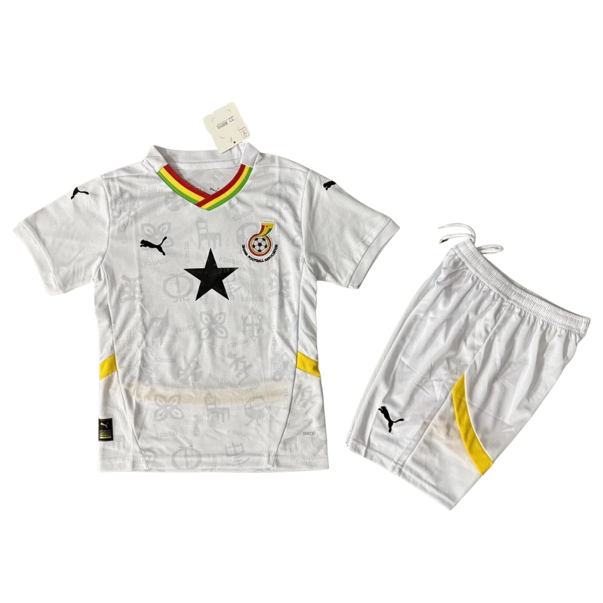 Kit-infantil-Ghana-Branco-25-26-Home-Unissex Kit Infantil Seleção de Gana Branco 2025/26 Home Unissex