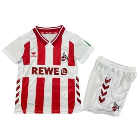 Kit Infantil FC Köln Branco/Vermelha 2025/26 Home Unissex