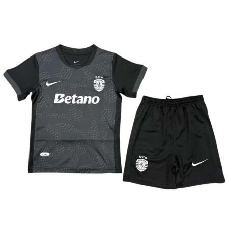 Kit Infantil Sporting CP Preta 2025/26 Away Unissex