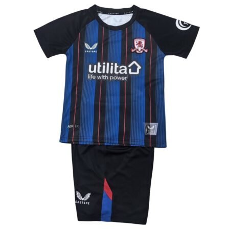 Kit Infantil Middlesbrough Azul/Preto 2025/26 Away Unissex