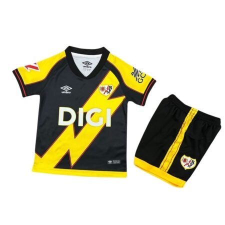 Kit Infantil Rayo Vallecano Preto/Amarelo 2025/26 Third Unissex
