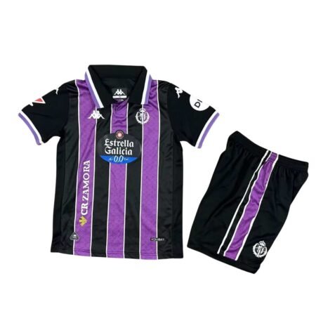 Kit Infantil Real Valladolid Roxo/Preto 2025/26 Away Unissex