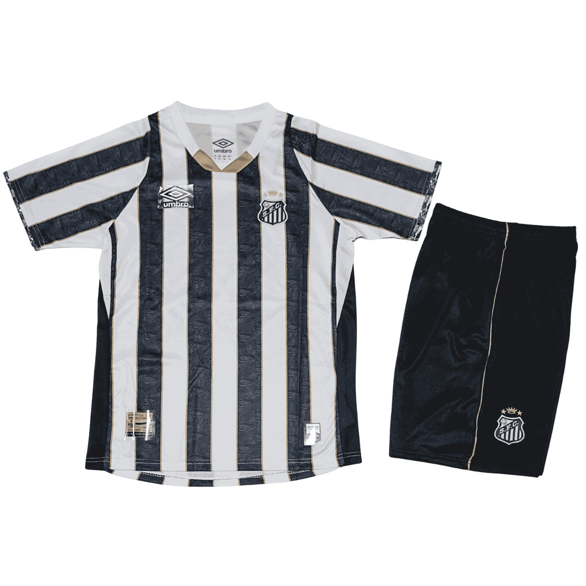 Kit-infantil-Santos-Preto-e-Branco-2025-Away-Unissex Kit Infantil Santos Preto/Branco 2025/26 Reserva Unissex
