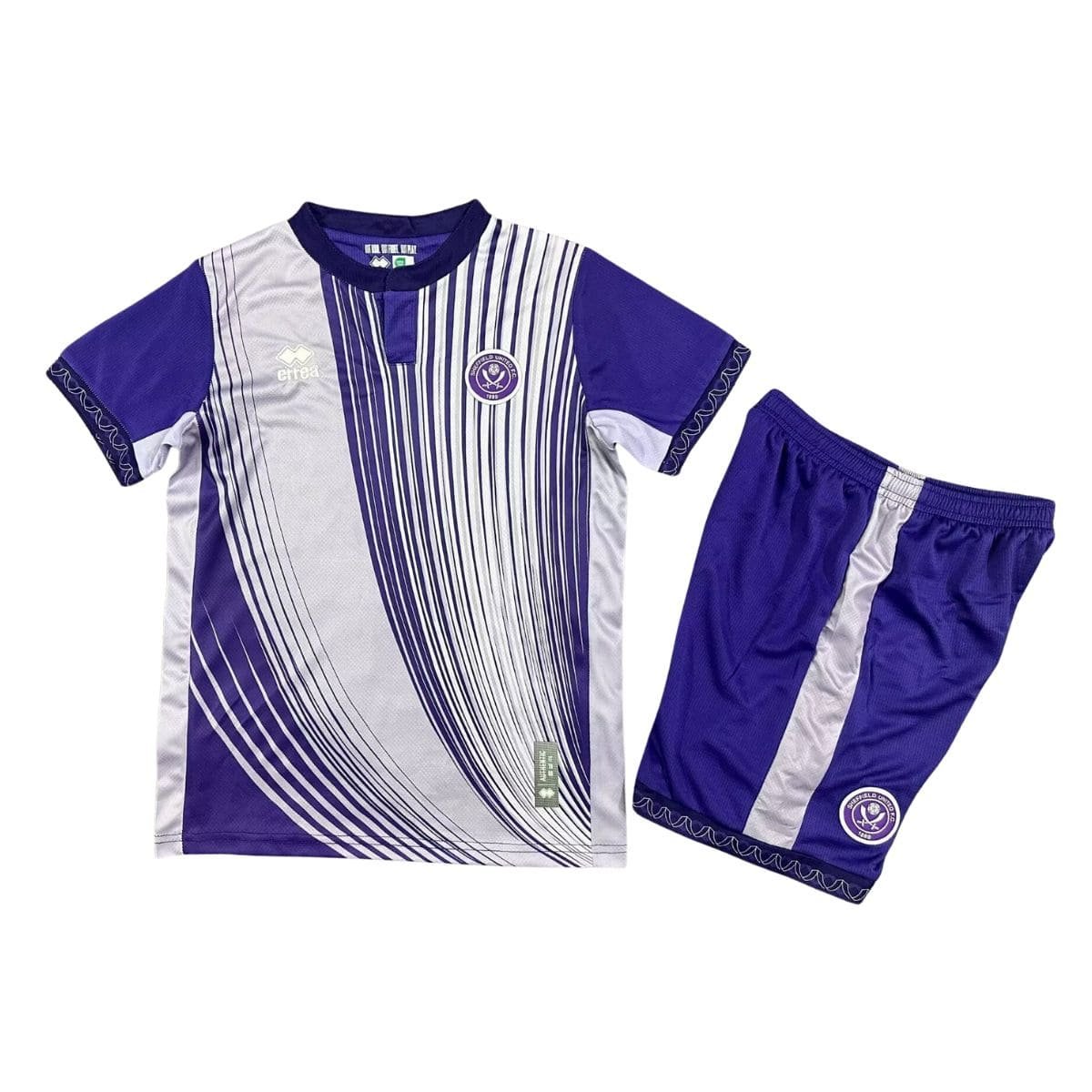 Kit-infantil-Sheffield-United-Azul-e-Branco-2025-26-Third-Away-Unissex Kit Infantil Sheffield United Roxo 2025/26 Third Unissex
