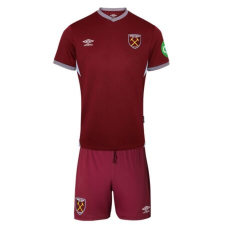 Kit Infantil West Ham Vermelho Vinho 2025/26 Home Unissex