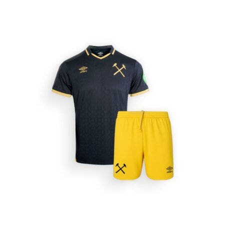Kit Infantil West Ham Preto/Amarela 2025/26 Third Unissex