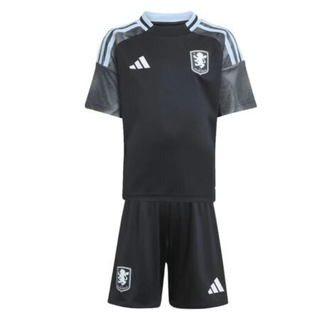 Kit Infantil Aston Villa Preto 2025/26 Away Unissex