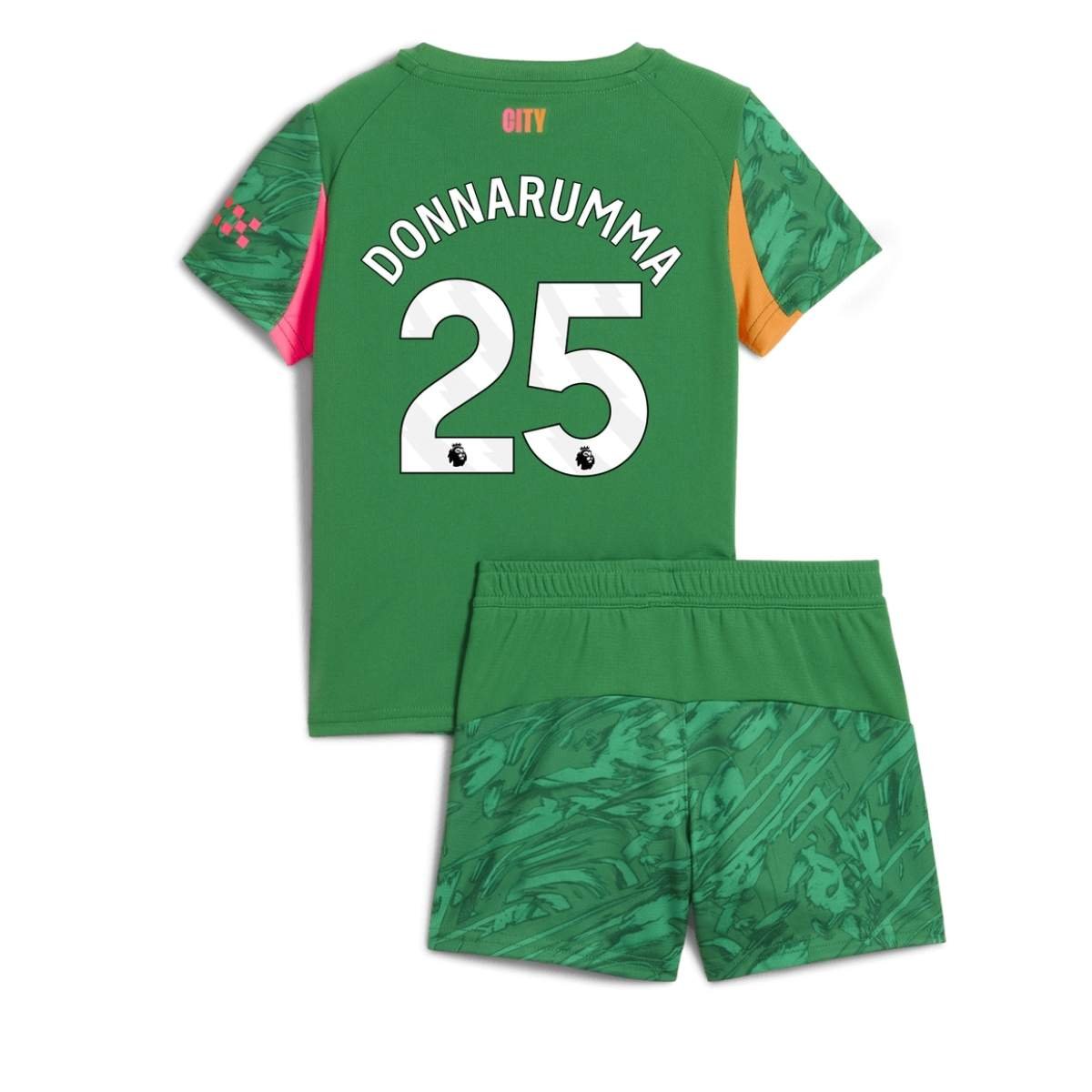 Kit-infantil-manchester-city-verde-donnarumma-2025-26-Unissex Kit Infantil Manchester City Donnarumma #25 Verde Goleiro 2025/26 Unissex