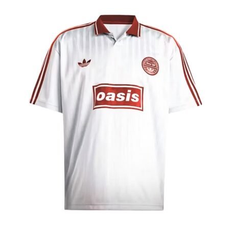 Camisa Adidas x Oasis Tour Jacquard Branca/Vermelha 2025/26 Masculina