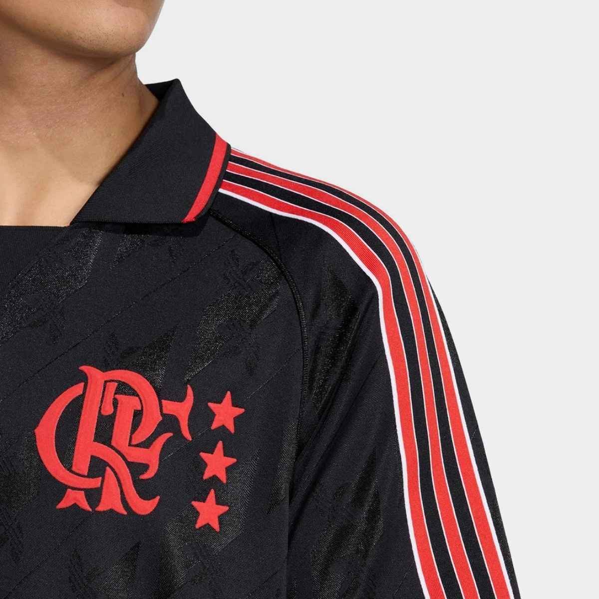 camisa-flamengo-lifestyler-2526-adidas-masculina-preto-FB9-8480-006 (3) Camisa Flamengo Lifestyler Preta Polo 2025/26 Masculina