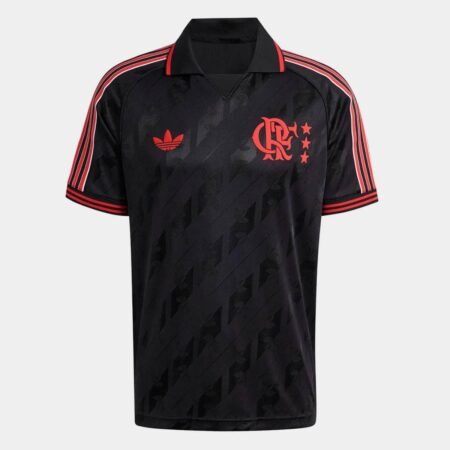 Camisa Flamengo Lifestyler Preta Polo 2025/26 Masculina