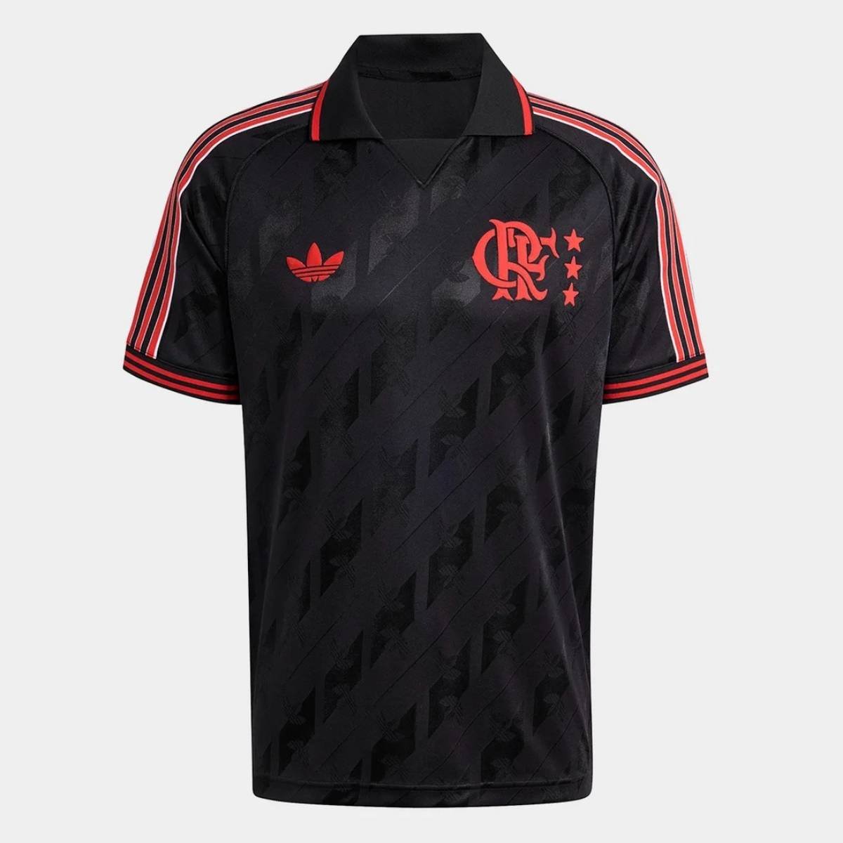 camisa-flamengo-lifestyler-2526-adidas-masculina-preto-FB9-8480-006 Camisa Flamengo Lifestyler Preta Polo 2025/26 Masculina