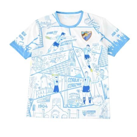 Camisa Málaga Azul/Branco Malagaverso 2025/26 Especial Masculina