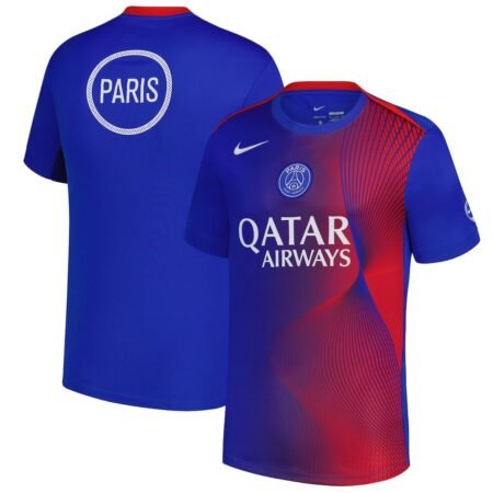 Camisa PSG Azul/Vermelha 2025/26 Pré-Jogo Masculina